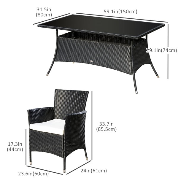 7 Piece Garden Dining Set with Padded Cushions, UV Resistant, for Conservatory, Garden and Patio, Grey