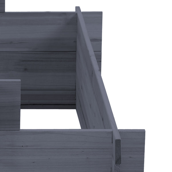 Three-tier raised wooden planter, grey
