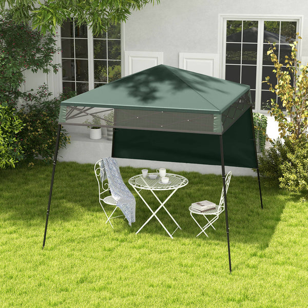7 x 7 Folding Garden Canopy with Backpack and Adjustable Feet, Green
