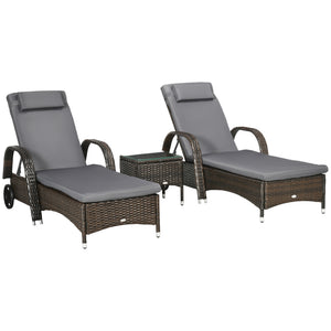 3-piece resin wicker set with table and 2 lounge chairs 