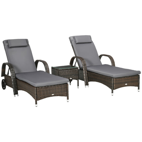 3-piece resin wicker set with table and 2 lounge chairs 