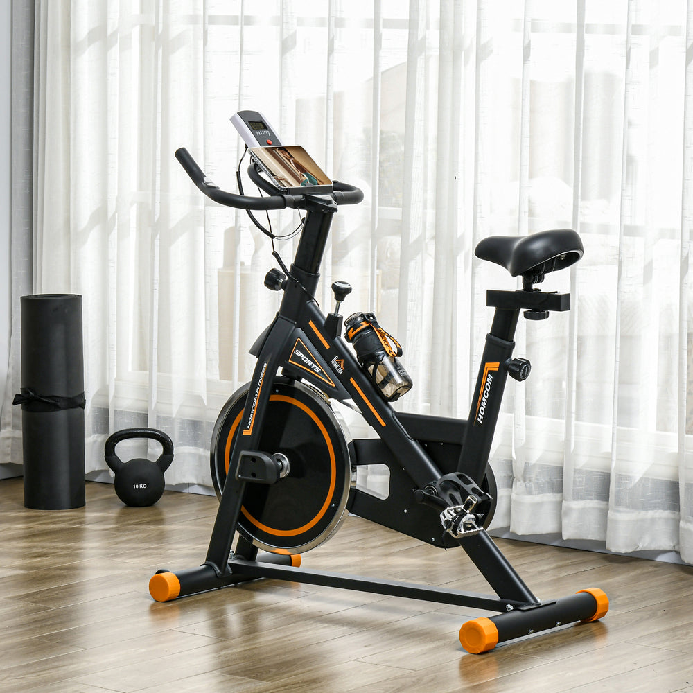 Cardio Exercise Bike with LCD Display and Adjustable Resistance, Orange