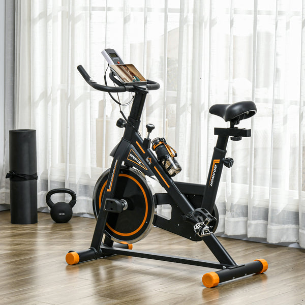 Cardio Exercise Bike with LCD Display and Adjustable Resistance, Orange