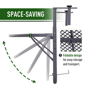 Adjustable metal balcony table, gray
