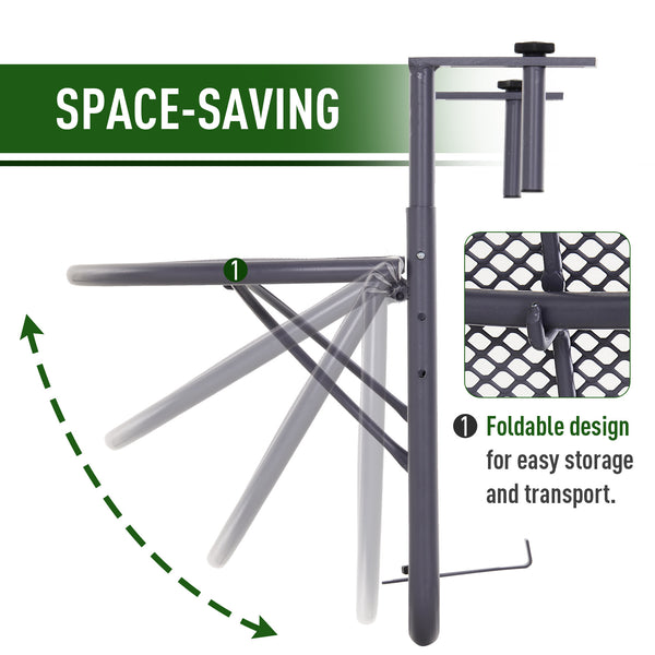 Adjustable metal balcony table, gray