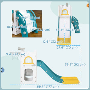 4-in-1 Toddler Slide with Yellow Basketball Hoop