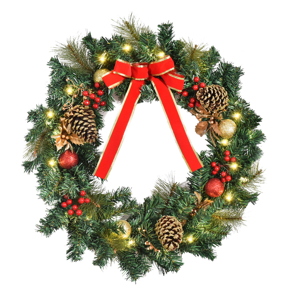 24" Pre-Lit Christmas Wreath with 20 LEDs