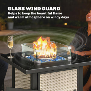32-inch Square 50,000 BTU Propane Fire Pit Table with Fireplace, Wind Guard, Cover, CSA Certified, Gray