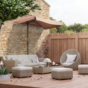 7.5-foot half-round parasol, cafe 
