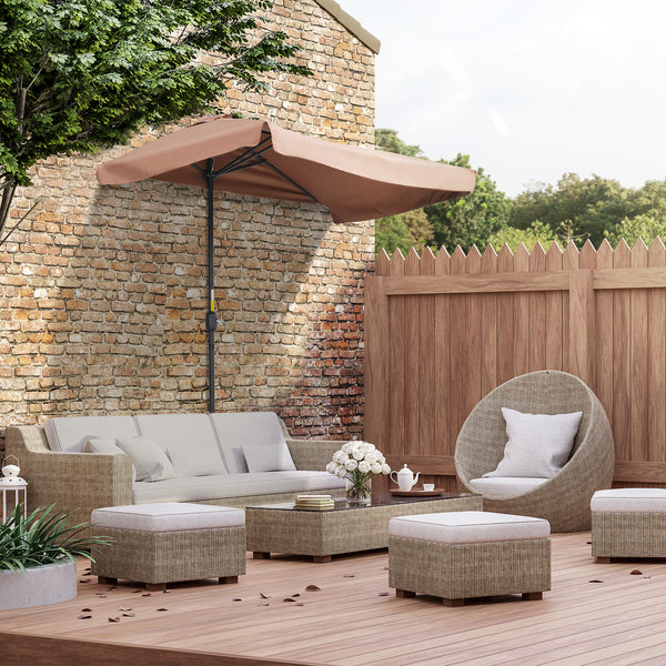 7.5-foot half-round parasol, cafe 