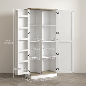 Storage unit with door shelves and adjustable shelves, cream white
