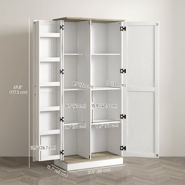 Storage unit with door shelves and adjustable shelves, cream white
