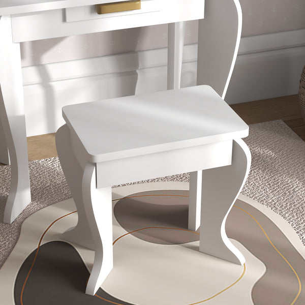 Dressing table and chairs set with drawer, white