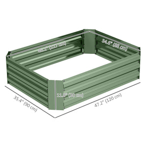 Galvanized metal raised planter, dark green