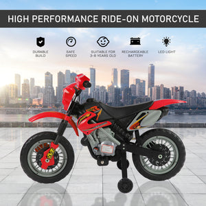 6V Electric Motorcycle with Training Wheels, Red