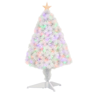 2.5ft Pre-Lit White Artificial Christmas Tree with Fiber Optics