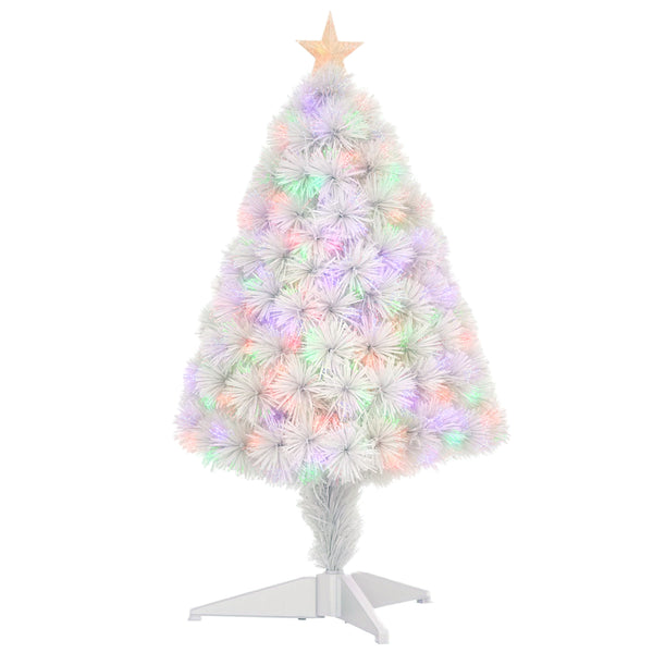 2.5ft Pre-Lit White Artificial Christmas Tree with Fiber Optics