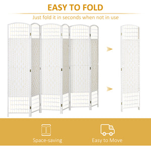 6-Panel Corrugated Fiber Folding Room Divider, White