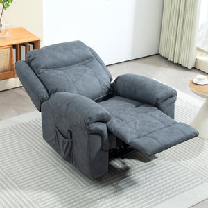 Electric reclining armchair with vibrating massage and footrest – Blue/grey