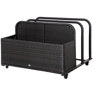 Rolling pool storage unit, brown