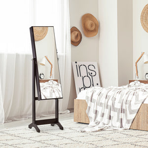 Jewelry cabinet with mirror, lockable, 3 adjustable angles, brown