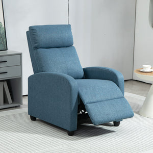 Manual reclining fabric armchair for home theater, blue