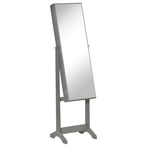 Jewelry cabinet with lockable mirror and 3 adjustable angles, gray
