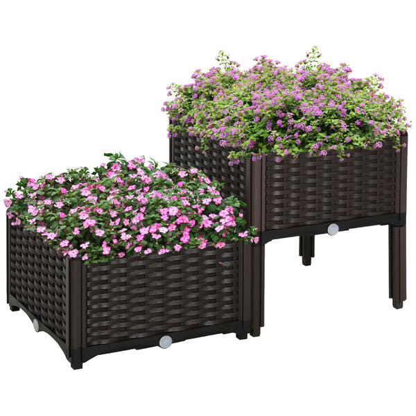 Set of 2 raised garden beds made of PP for flowers, vegetables and herbs