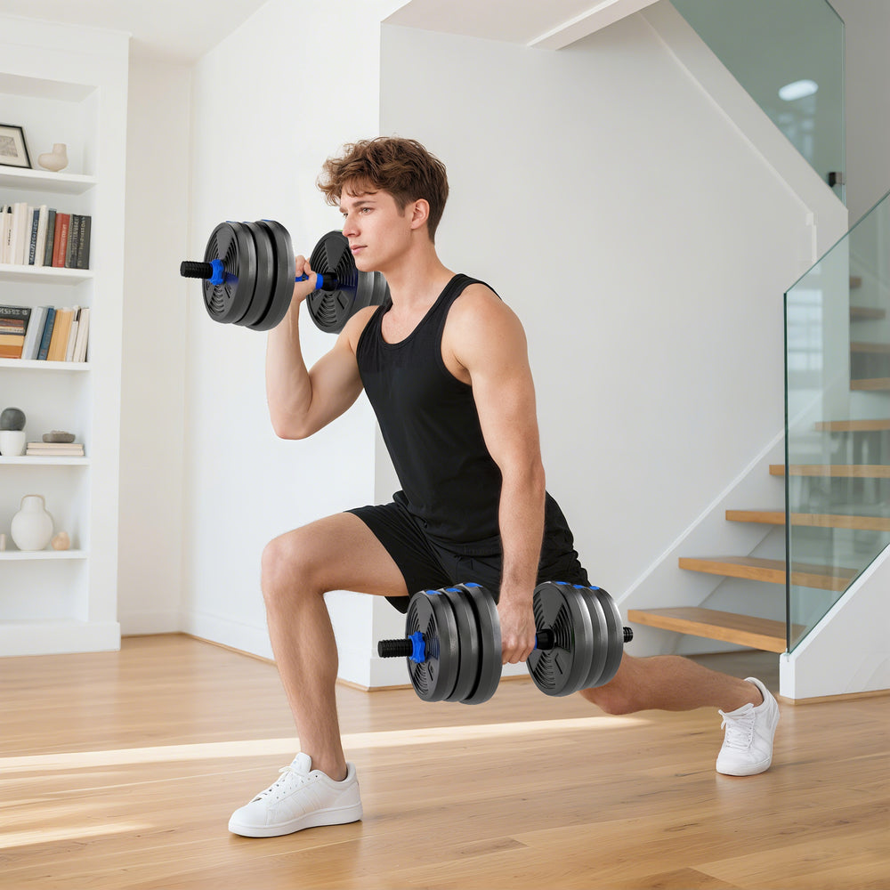 3-in-1 adjustable dumbbell set with straight bar and EZ curl bar