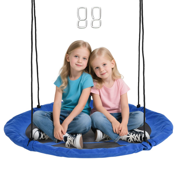 Saucer Swing with Adjustable Hanging Ropes, Blue