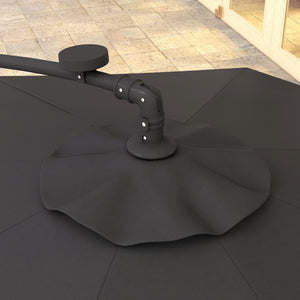 9.5-foot cantilever parasol with LED solar light and weights, dark grey