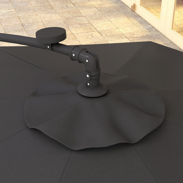 9.5-foot cantilever parasol with LED solar light and weights, dark grey