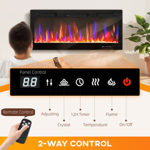 42-inch slim 1500W electric fireplace with eco mode and automatic switch