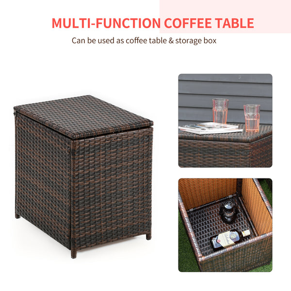 3-piece garden furniture set in woven resin with coffee table, red