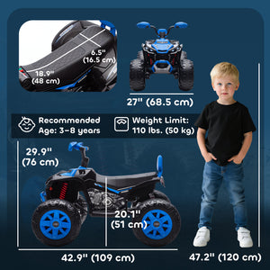 24V 2-seater electric off-road quad with dual motor, blue