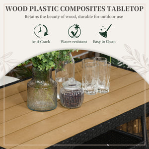 5 Piece Wicker Dining Set with Removable Cushions, Cream White