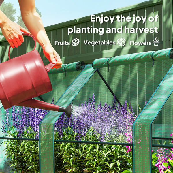 Mini Portable Tunnel Greenhouse for Growing Plants and Flowers, Warm Greenhouse with Zippered Roll-Up Doors, Green