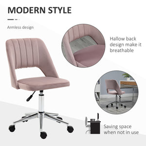 Pink velvet mid-back office chair