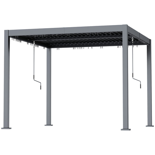 10' x 10' Louvered Pergola with Adjustable Metal Roof and Hardtop Aluminum Frame with Drainage System
