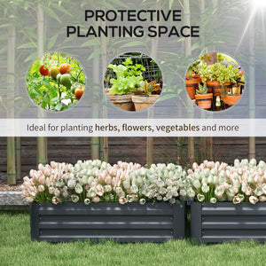 Set of 2 raised steel planters, dark grey 