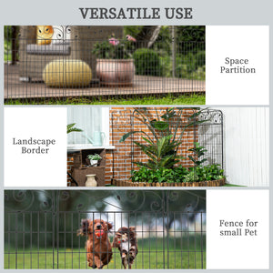 Metal garden fence panels, set of 4, square vine pattern