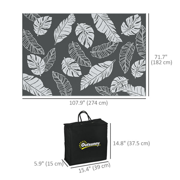 Reversible Outdoor Patio Rug, 6' x 9' Plastic Mat for Garden, Patio, Beach, Camping, Gray and White