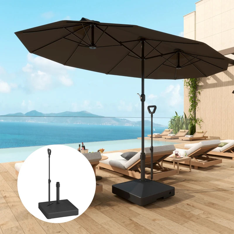 Square plastic parasol base with adjustable wheels and handle, black 