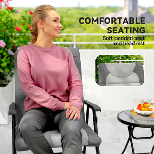 3-Piece Outdoor Folding Rocking Chair Set, Light Grey