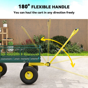 Garden cart with removable side panels, green