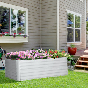 Galvanized Raised Garden Bed, Steel Outdoor Planters with Reinforced Rods, 71" x 35" x 23", Light Gray