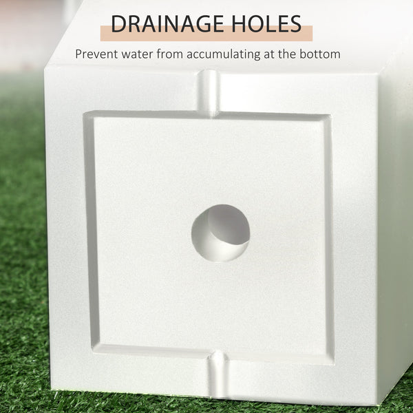 Set of 2 large flower pots with drainage holes, white