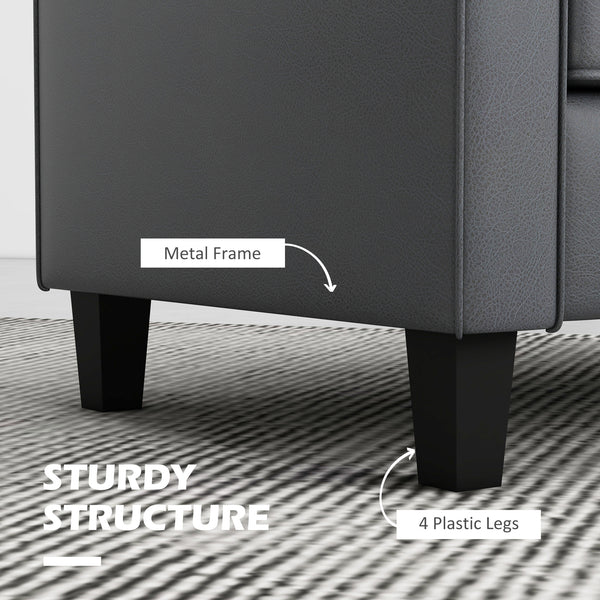 Upholstered faux leather loveseat with armrests, gray