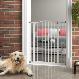Extra Tall White Dog Gate with Door