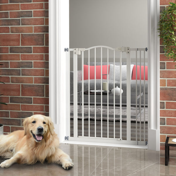 Extra Tall White Dog Gate with Door